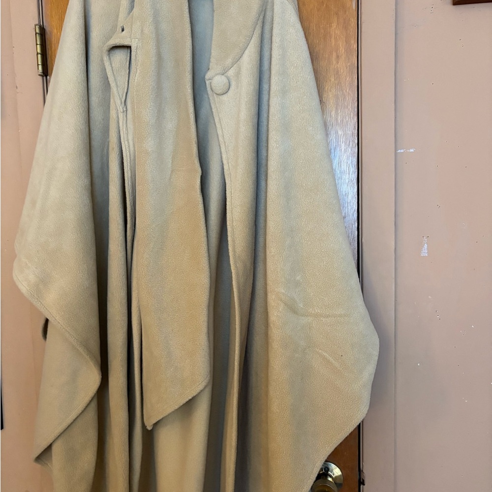 Elegant Beige Women's Cape Coat